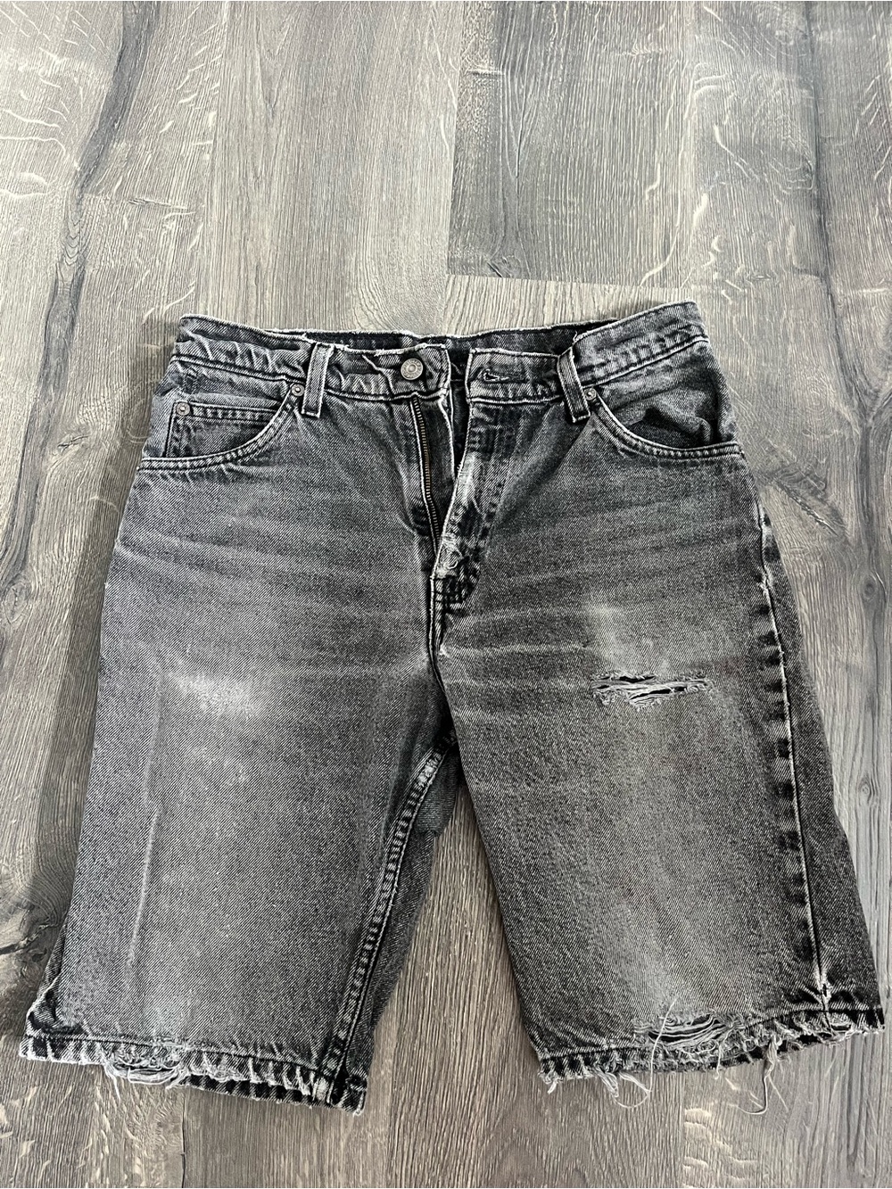 Levi's Washed Black Distressed Women's Denim Shorts